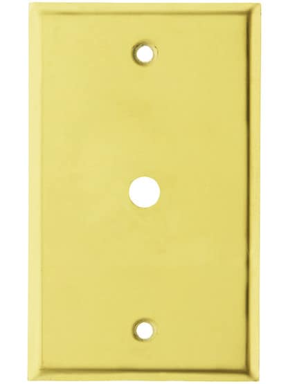 Classic Cable Jack Cover Plate In Polished Brass.
